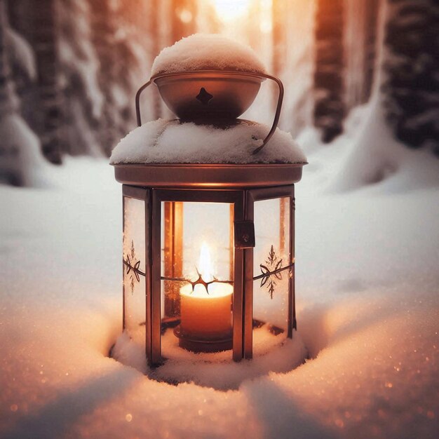 una vela que está encendida en la nieve