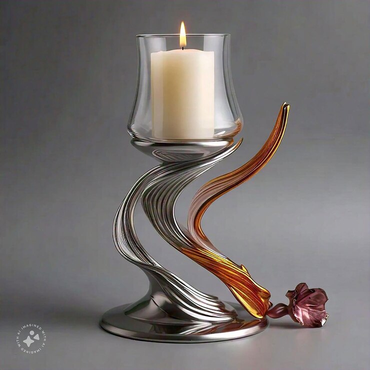 una vela que está en una mesa con una vela en ella