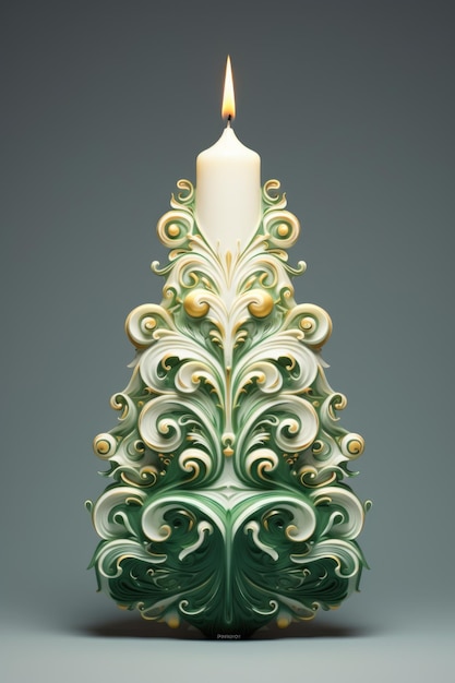 Una vela que tiene la forma de un árbol de Navidad