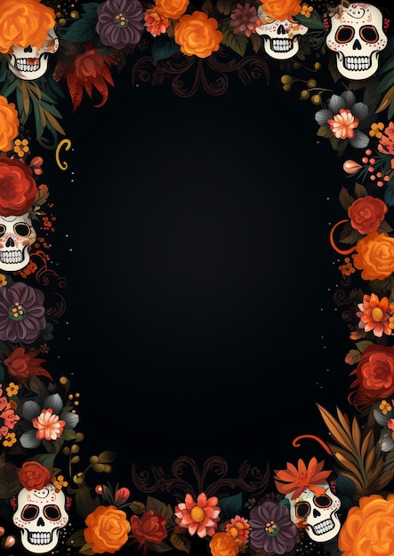 Vela Vela mexicana dia de muertos día de los muertos marco de borde de acuarela