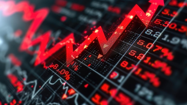 Vela vermelha um sinal de queda do mercado de ações com flecha vermelha e um espaço vazio IA geradora
