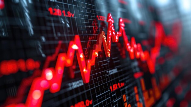 Vela vermelha um sinal de queda do mercado de ações com flecha vermelha e um espaço vazio IA geradora