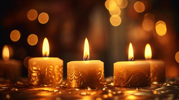 Velas acesas no Advento, velas de Natal a arder.