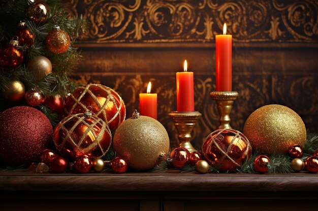 Foto velas de adviento de navidad con decoraciones