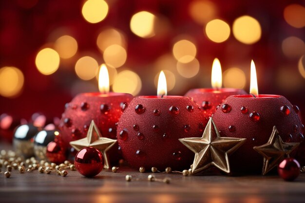Foto velas de adviento de navidad con decoraciones