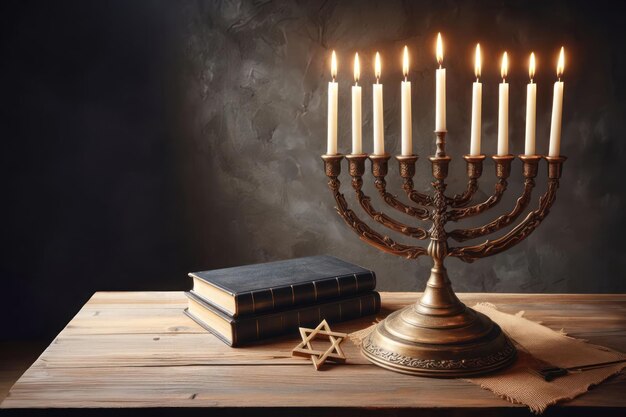 Velas brillantes de hanukkah que celebran la tradición