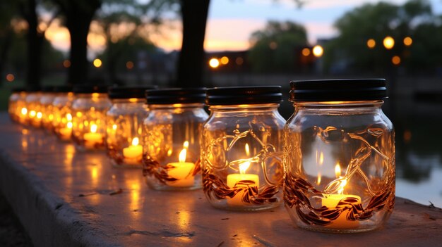 Las velas conmemorativas parpadean en el fondo de la noche
