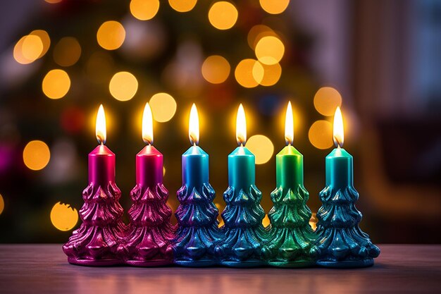 Foto velas de hanukiah menorah