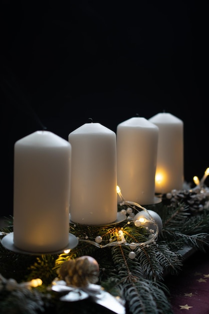 Velas de Natal Advent White candesl e luzes