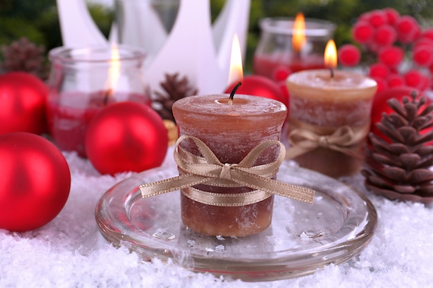 Velas de natal de perto