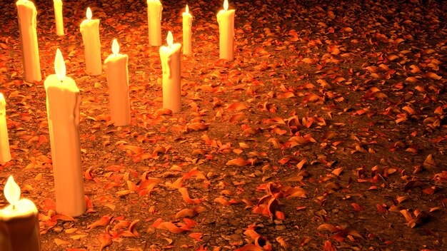 Foto velas de día y luces de halloween o día de la muerte