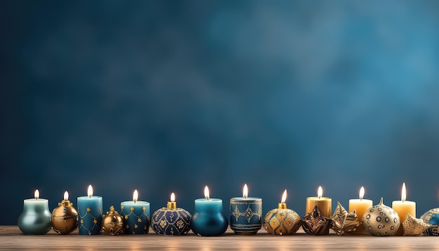 Velas em uma celebração de Hanukkah de fundo homogêneo