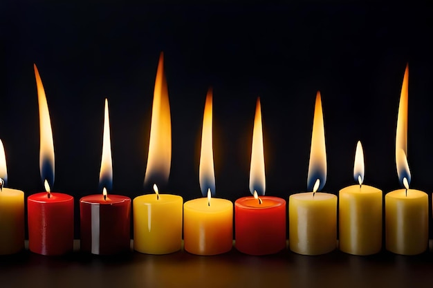 Velas encendidas en el cuarto oscuro