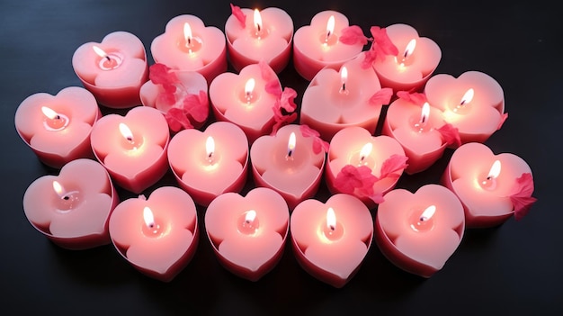 velas encendidas en forma de corazones