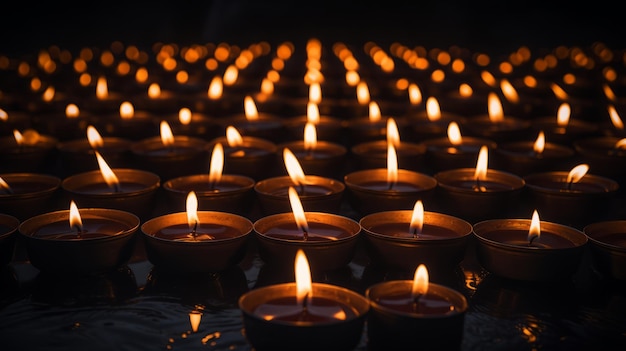 Velas encendidas sobre un fondo de agua