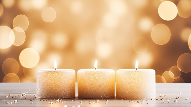 Velas en fondo bokeh con espacio de copia para su texto concepto de Navidad y Año Nuevo