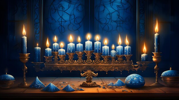 Velas de Hanukkah encendidas en la Menorá