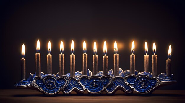 Velas de Hanukkah encendidas en la Menorá