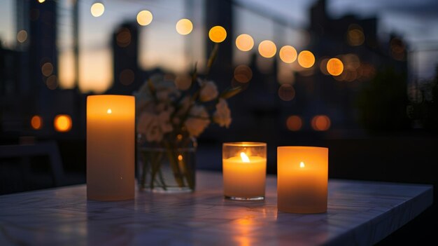 Foto las velas proporcionaron un brillo suave y romántico haciendo de la clase de mixología en la azotea una verdadera