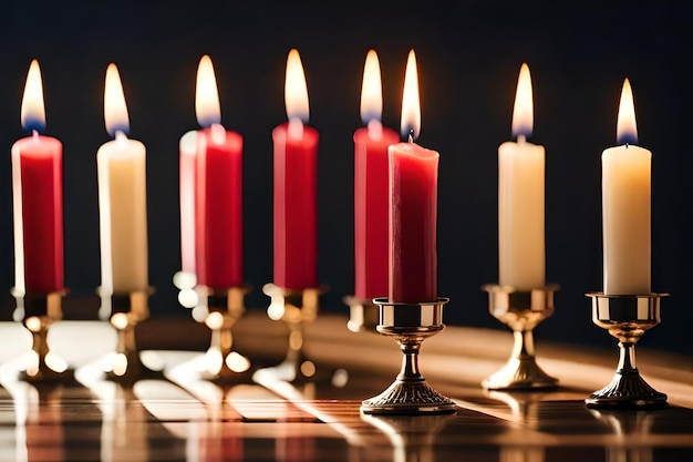 Velas sobre una mesa con fondo negro