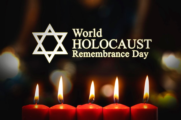 Velas con texto del día mundial del recuerdo del holocausto