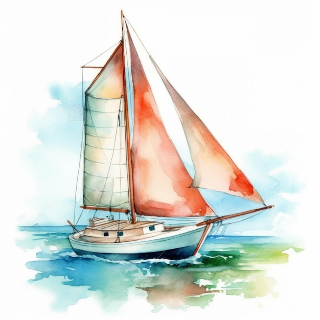 veleiro aquarela no mar
