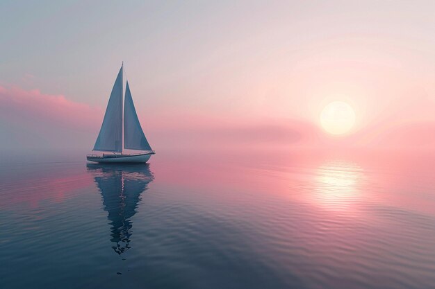 Un velero que se desliza a través de un mar tranquilo