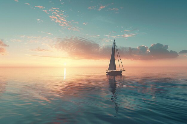 Un velero solitario a la deriva en aguas tranquilas