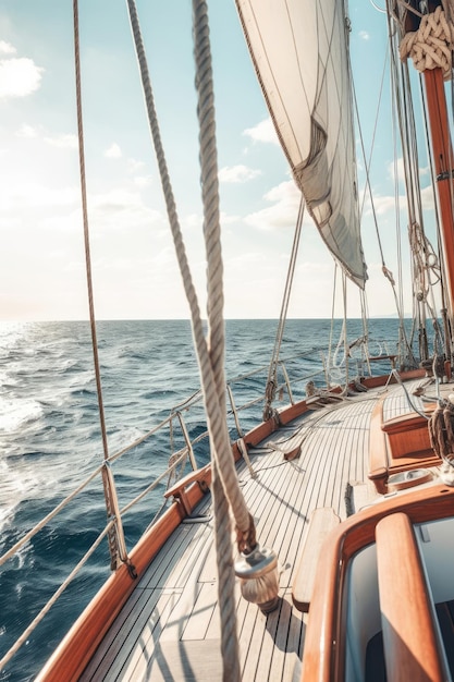 Un velero con las velas hundidas en el océano