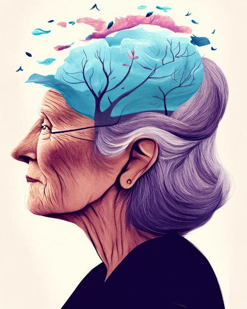 Velha alzheimer abstract mente avó