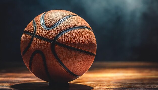 Velha bola de basquetebol no fundo escuro