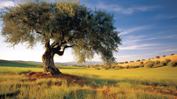 Foto velha oliveira antiga no jardim de olivas no mediterrâneo