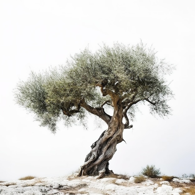 Velha oliveira antiga no jardim de olivas no Mediterrâneo