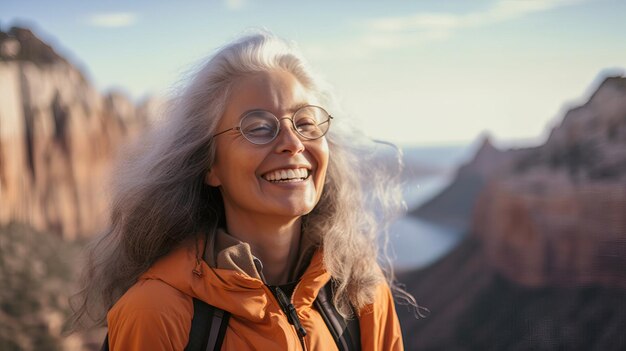 Velhinha viajando pelos Estados Unidos