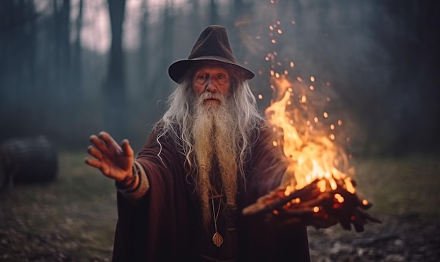 Velho bruxo com chapéu generativo ai