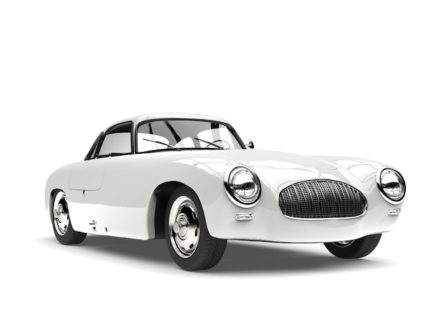 Velho carro esportivo vintage branco claro vista da frente