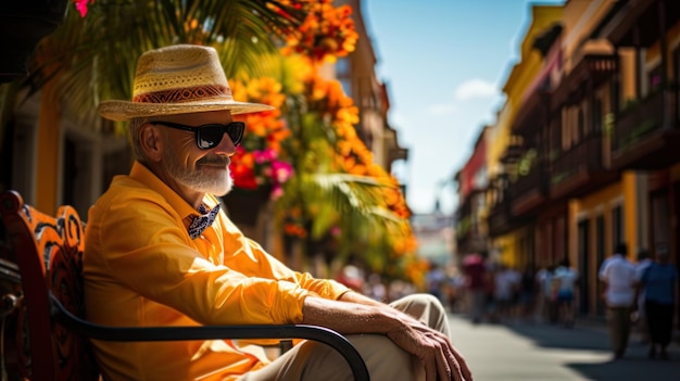 Velho com chapéu Estilo de vida na Colômbia