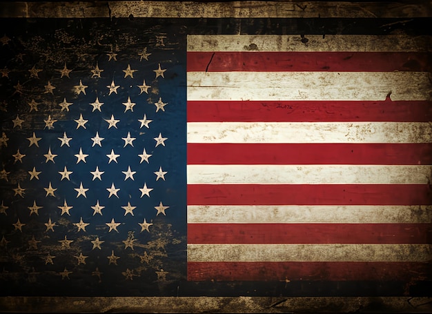 Velho vintage grunge desbotado bandeira americana dos EUA