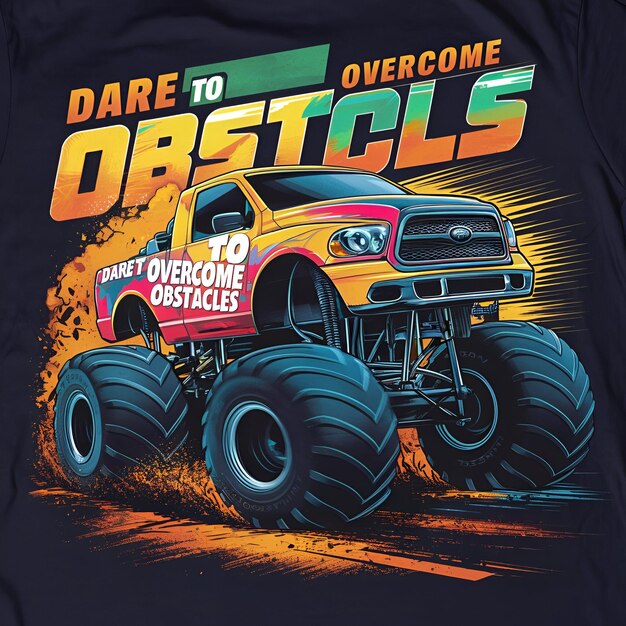 Foto la velocidad de las emociones monster truck tee con el espíritu de daredevil