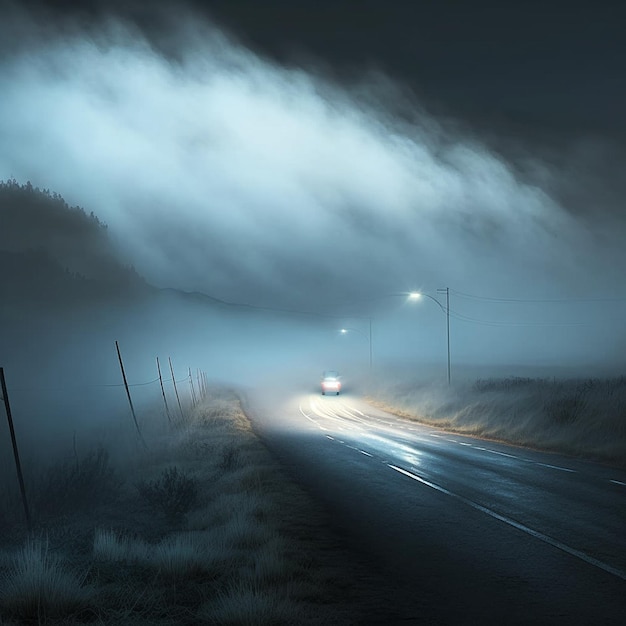 Velocidad Niebla viaje en automóvil por carretera IA generativa