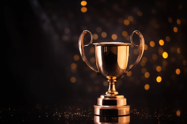 Vencedor da Copa do Troféu Campeão de Ouro em borrão bokeh generativo ai