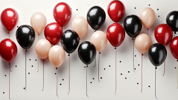 Venda da Sexta-feira Negra Banner Horizontal com Balões Brilhantes Vermelhos e Negros em IA Generativa Branca