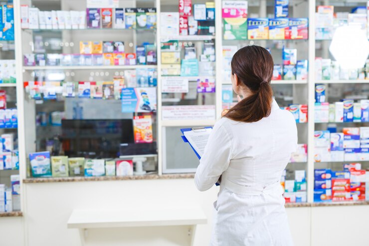 Foto venda de medicamentos em uma rede de varejo de farmácia