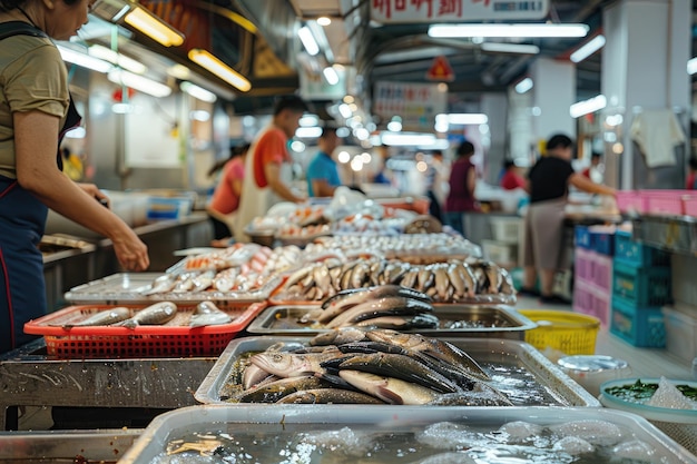 Venda de peixe fresco no mercado