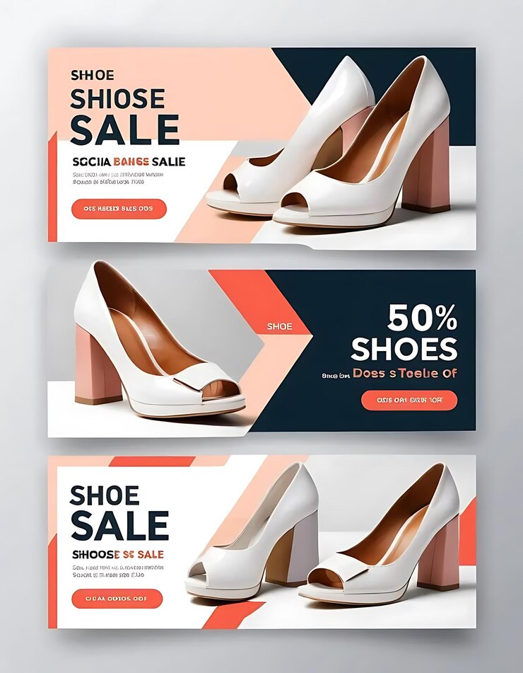 Foto venda de sapatos femininos mídia social e instagram postar um belo banner desenhando