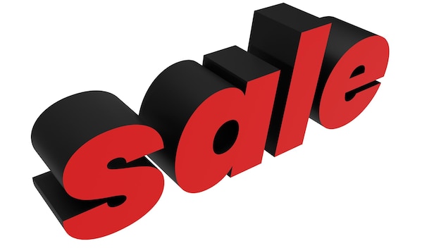 Se vende un letrero 3D rojo y negro sobre un fondo blanco Perspectiva aislada