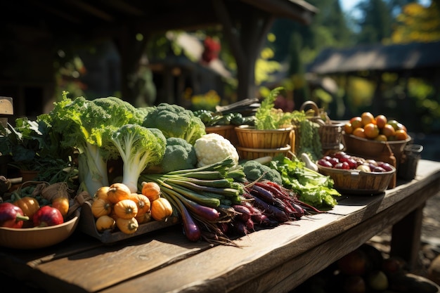 Vendedor de mercado Vende productos frescos en un vibrante mercado de agricultores