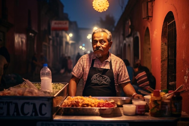 Vendedor mexicano de pozole en la calle