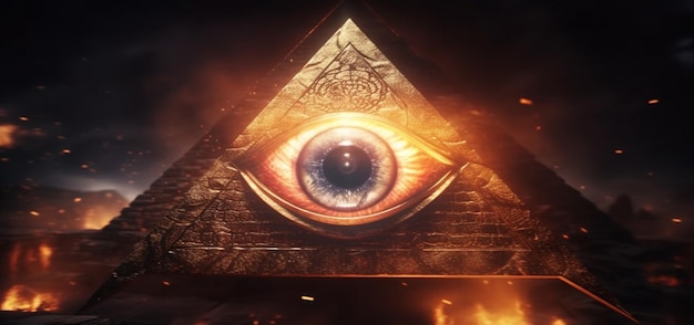 Foto vendo o olho de deus no triângulo ai generativo antigo