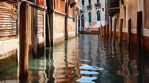 Venecia Italia y superficie de madera.